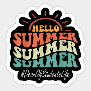 Dean Of Students Groovy Last Day Of School Hello Summer Sticker